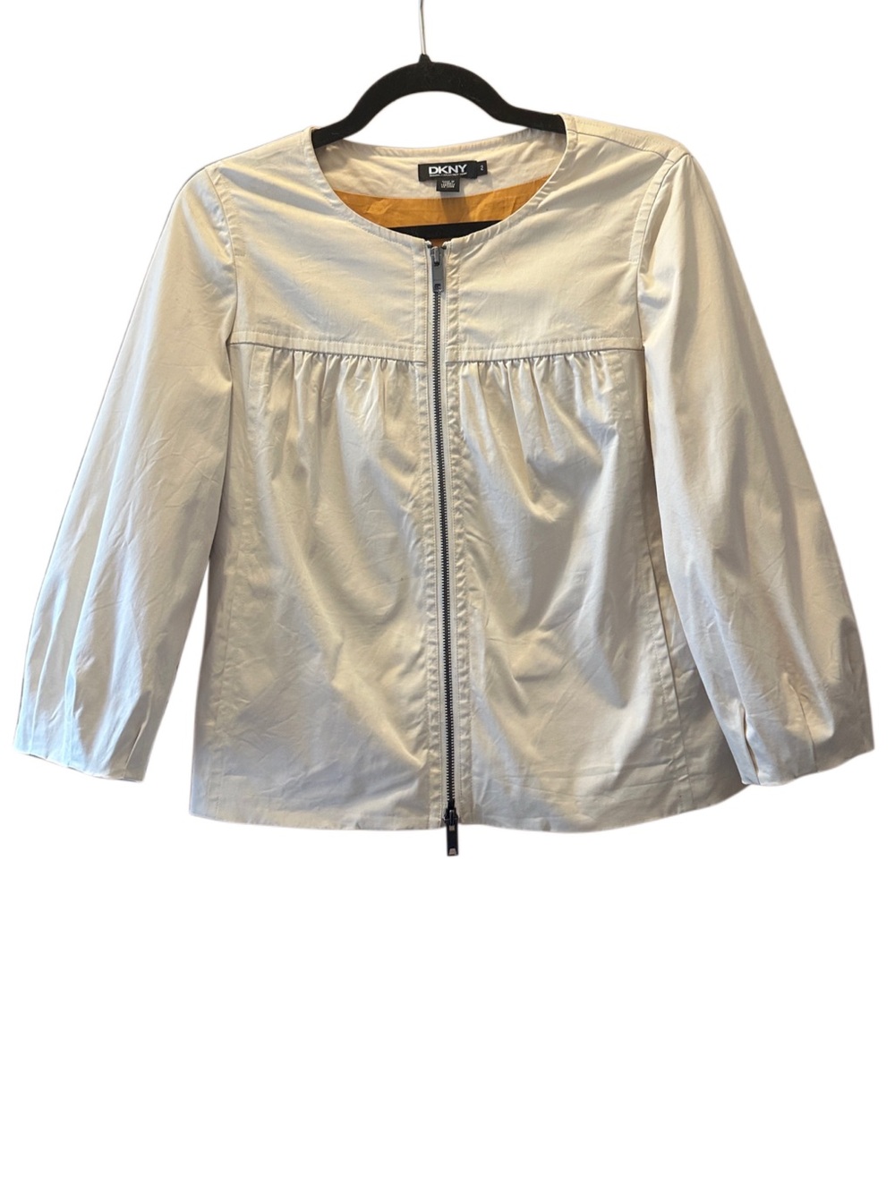 DKNY Cream Zip-Front Lightweight Jacket
